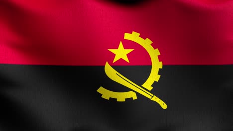 bucle sin costura 4k vdo. bandera nacional de angola soplando en el viento aislado. diseño abstracto patriótico oficial. ilustración de renderización 3d del símbolo del signo ondulante.