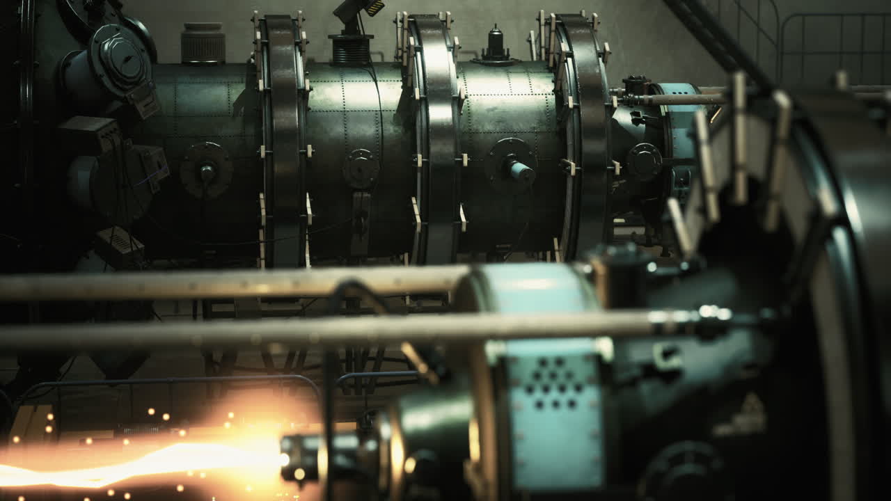 Industrial machinery in operation at a manufacturing facility during the day