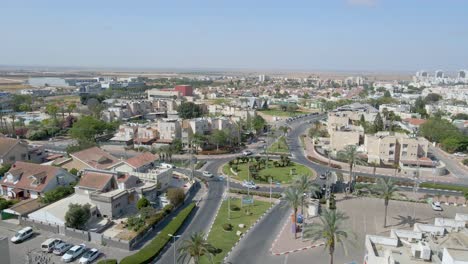 roundabout aerial drone from above at netivot city israel