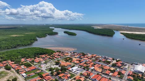 luis correia skyline at luis correia in piaui brazil. coast city. scenic river. luis correia skyline at piaui. northeastern landscape. coastline scene. riverside downtown