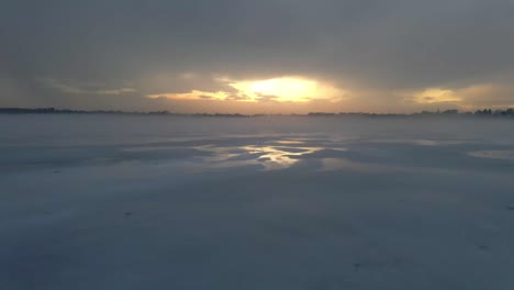aerial view of a frozen lake bde maka ska in minneapolis during a cloudy afternoon