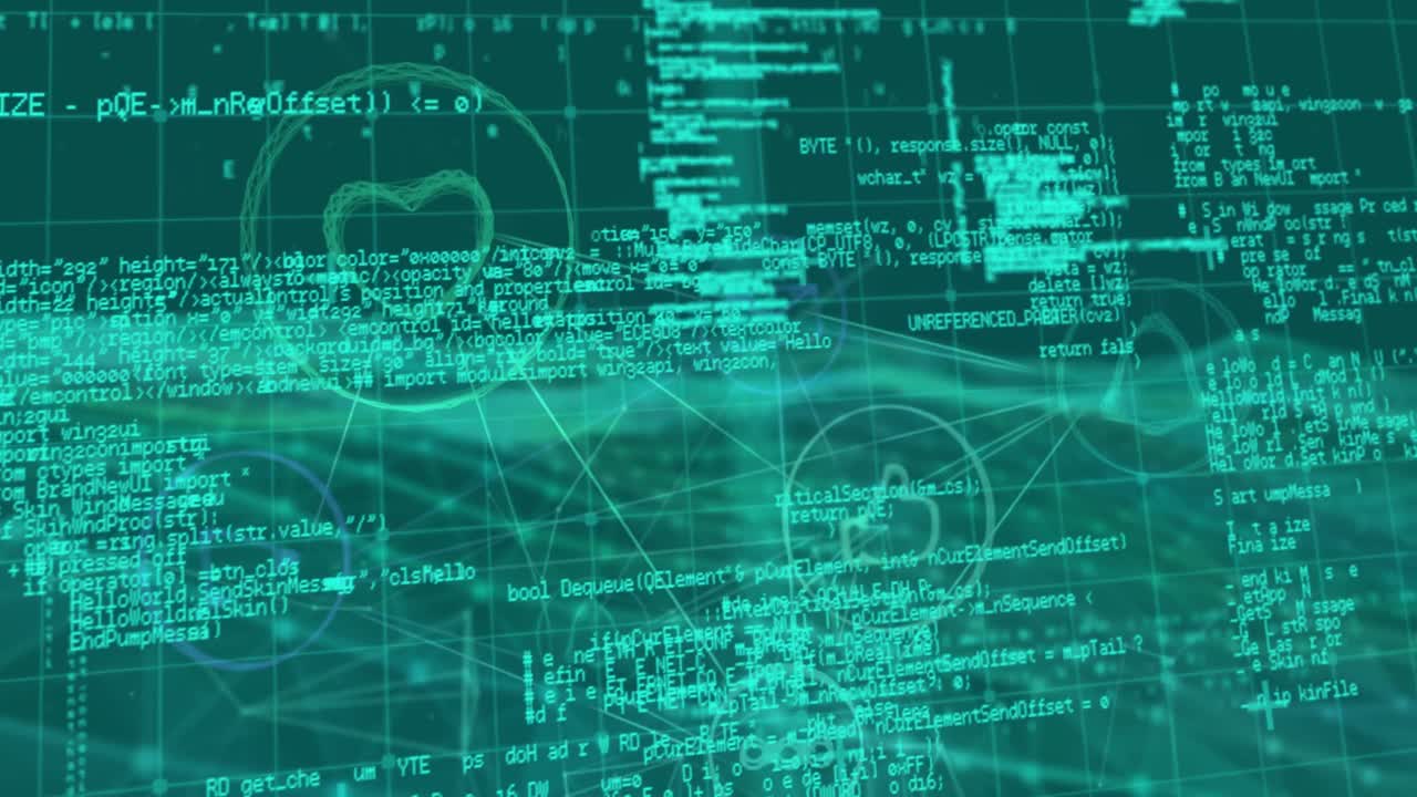 animación del procesamiento de datos a través de una red de conexiones