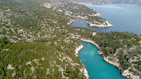 drone footage of calanque in cassis, south of france