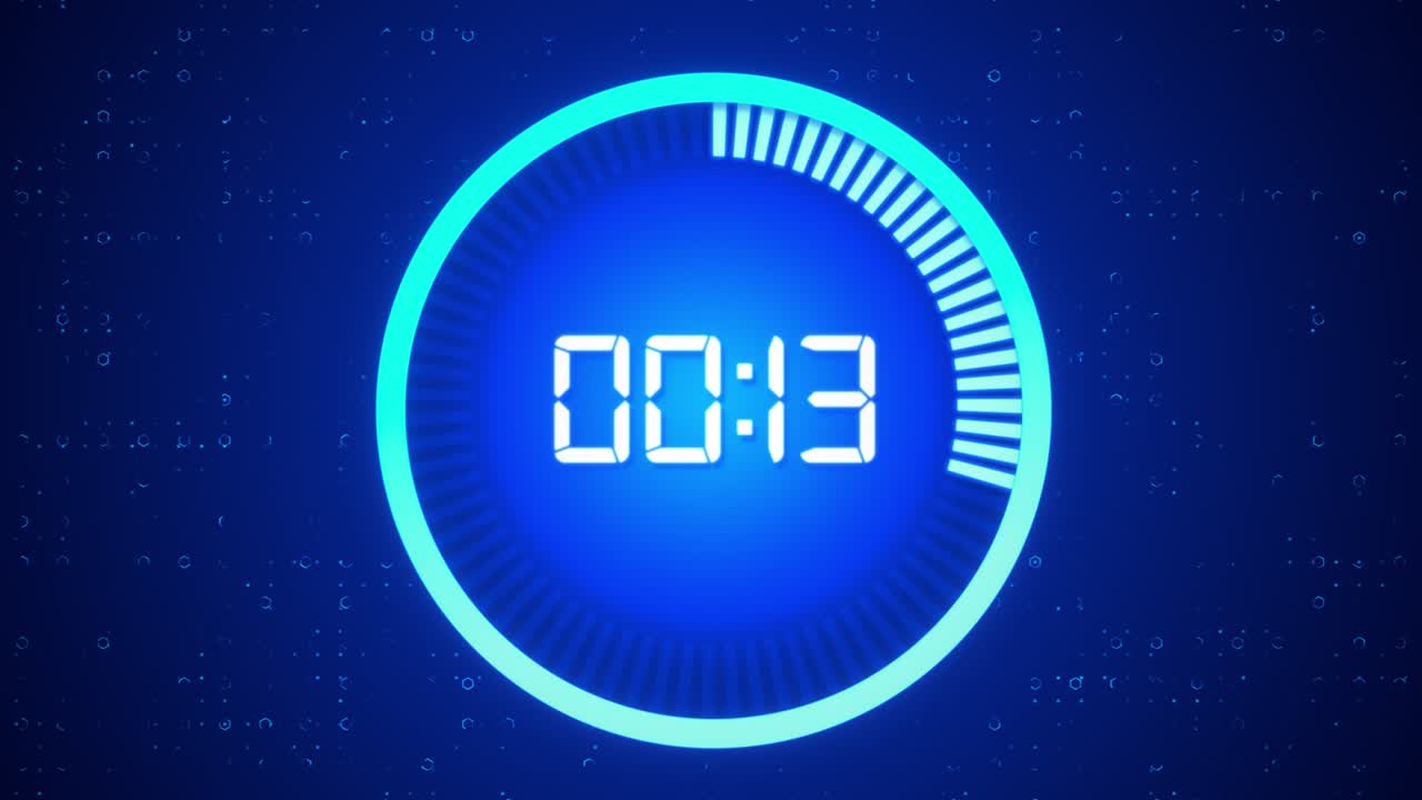 Futuristic countdown timer counting down from 20 to zero perfect introduction for showreels or promo