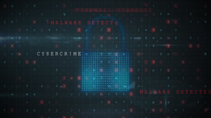 Animation of data processing over padlock
