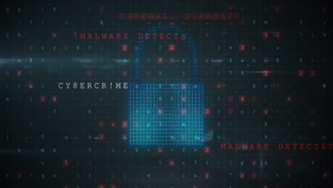Animation of data processing over padlock