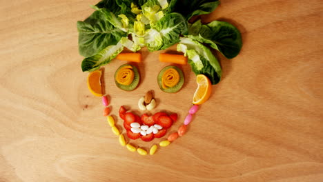 face made up of vegetable and confectionery