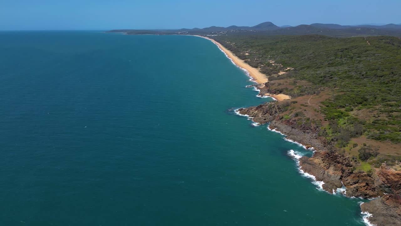 Aerial views looking South over the coastline at the Town of 1770, Central Queensland, Australia