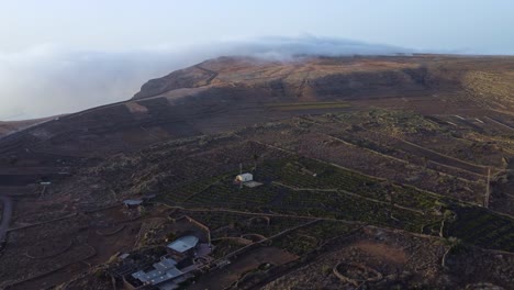 Vineyard Field At The Landscape Of Corona Volcano In Ye Village, Lanzarote Island, Spain. aerial