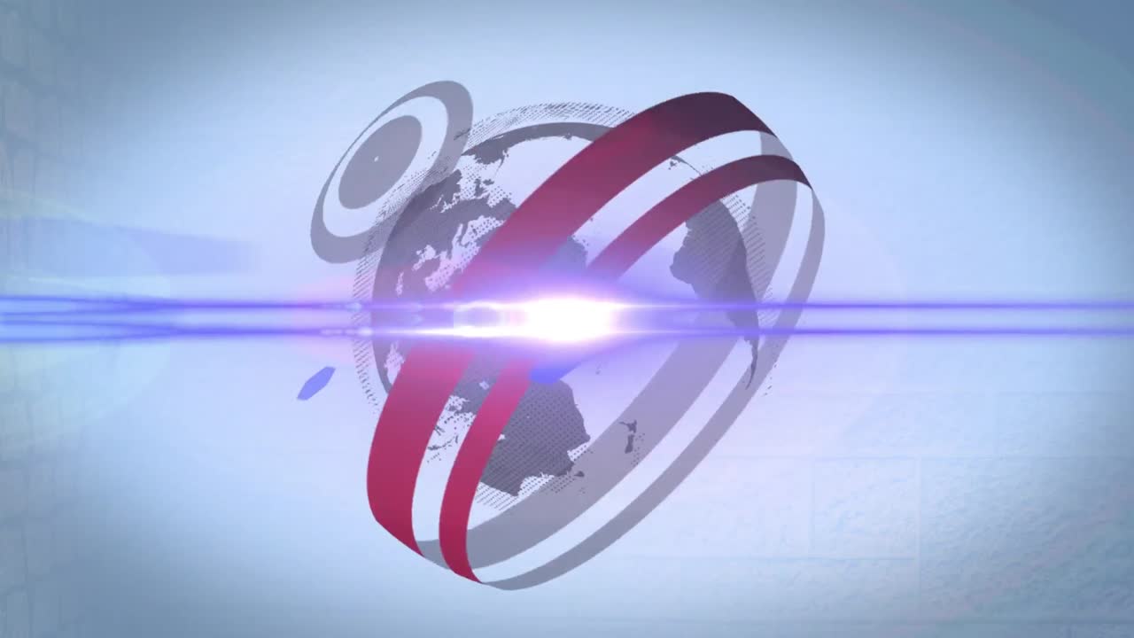 animación del globo y los rastros de luz con círculos sobre fondo blanco