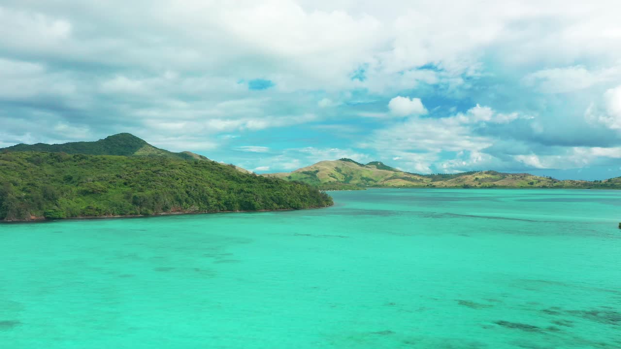 The beautiful green Fiji Islands on a bright summer day, the perfect getaway - aerial