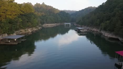 boat docks in a cove