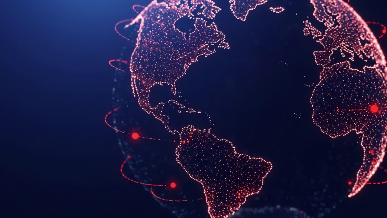A Stunning Visualization of a Digital Globe Showcasing Global Connectivity with Luminous Points and Data Flow Representations in a Modern Aesthetic Background