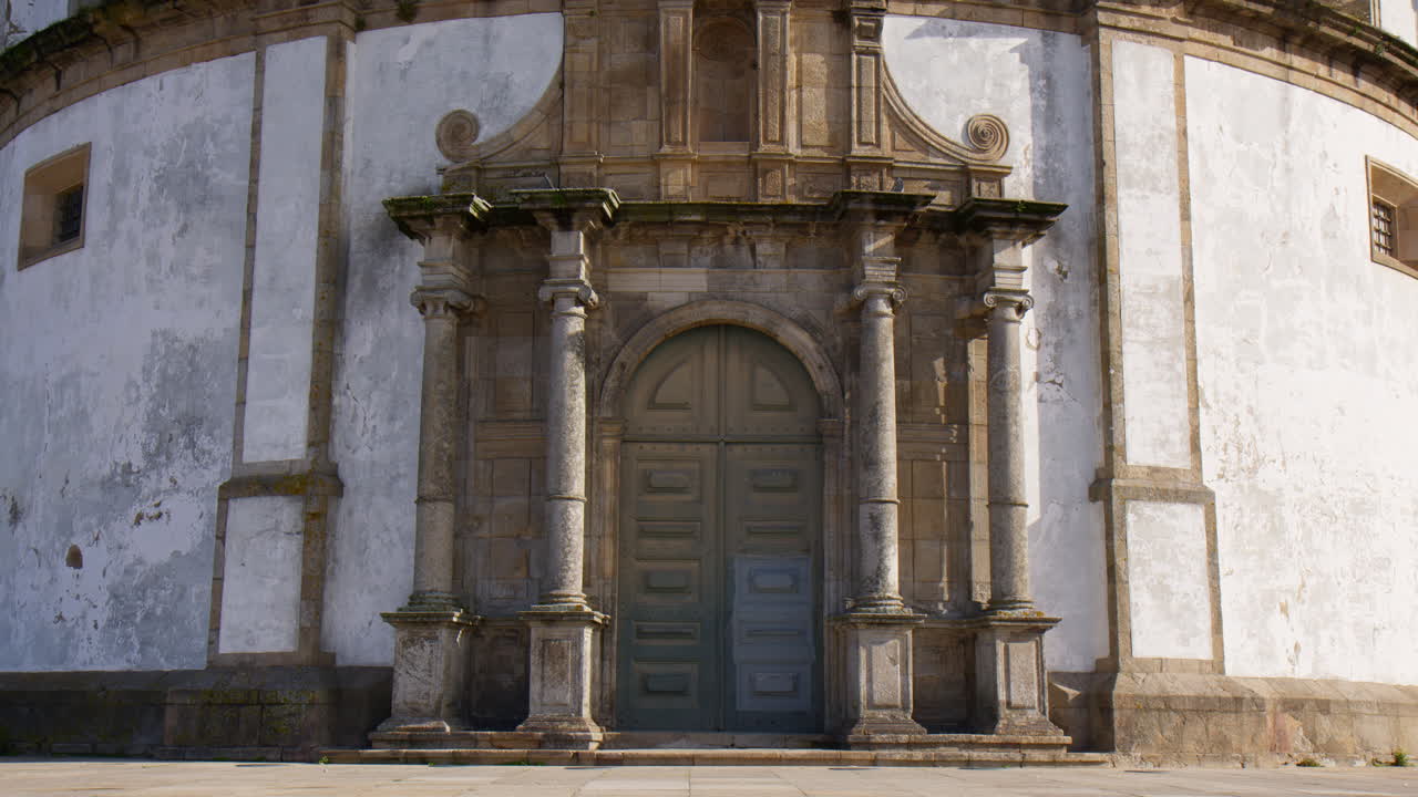 The Monastery of Serra do Pilar Facade Exterior In Vila Nova de Gaia, Portugal. Close-up Shot