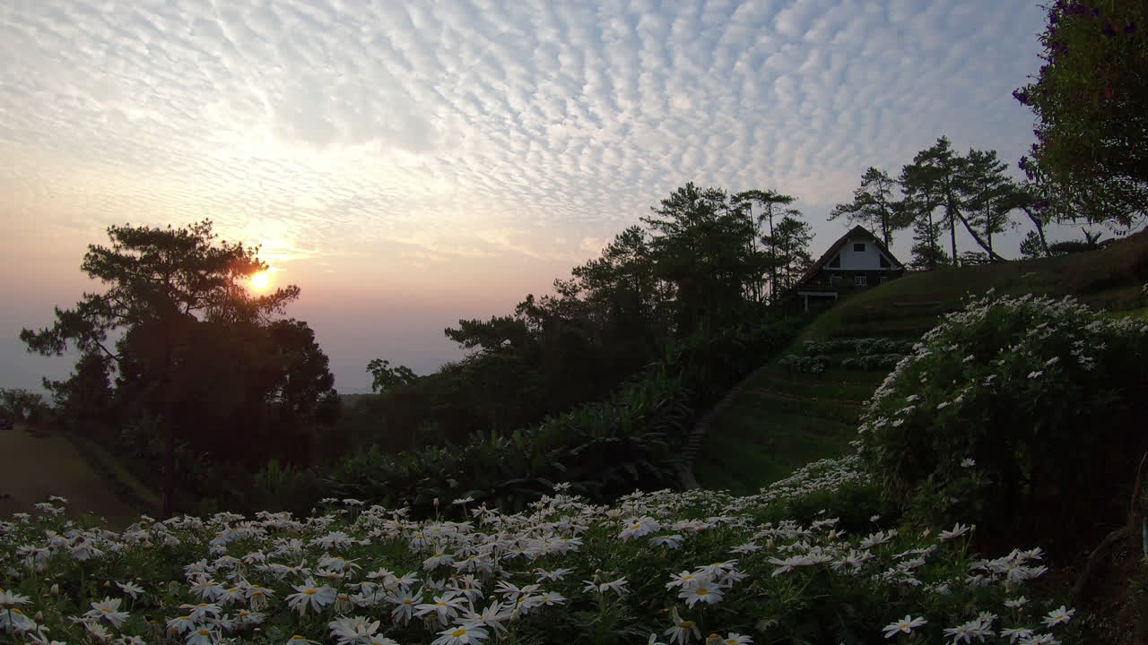 태국 huai nam dang 국립 공원의 일출