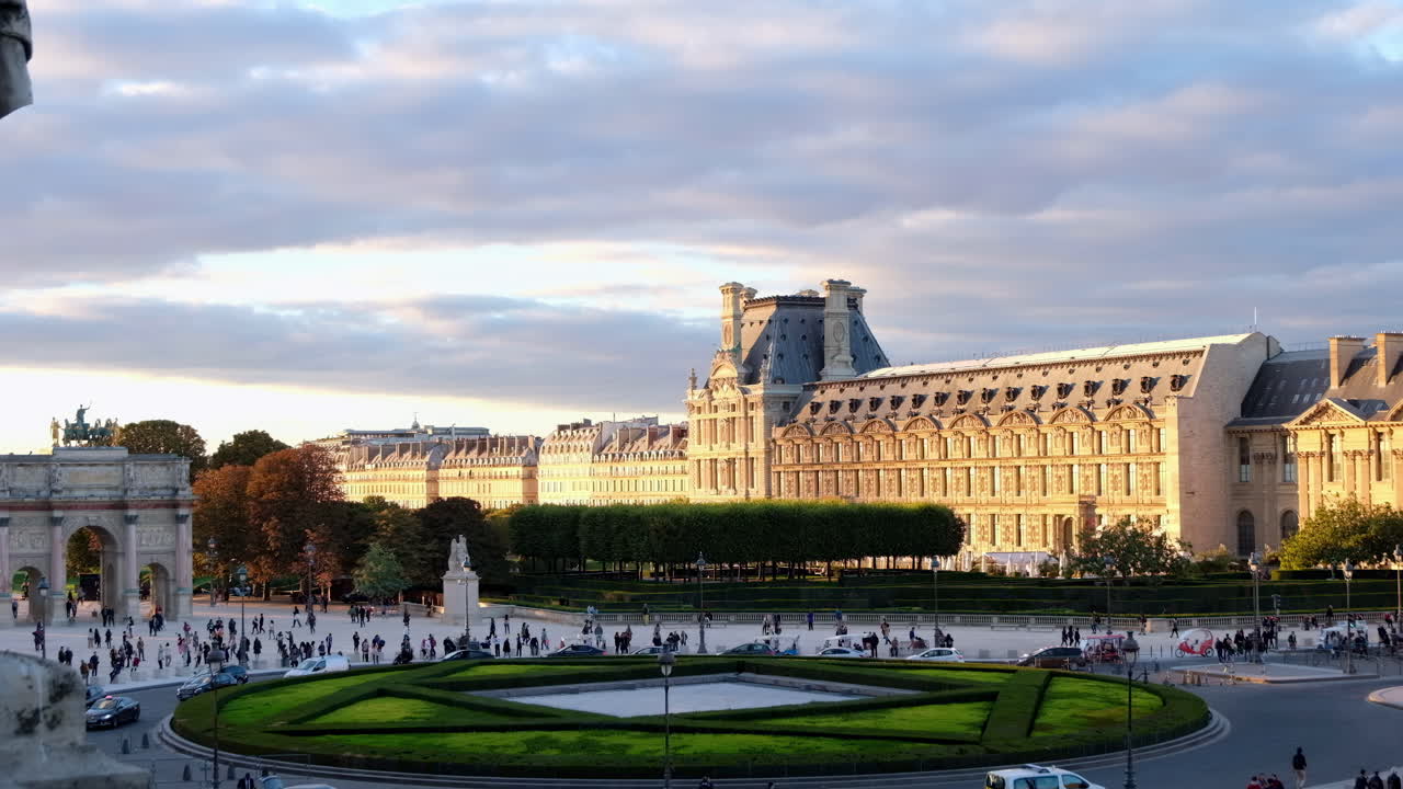 Paris, France - November 21, 2021: Front view of the Louvre Museum in daylight