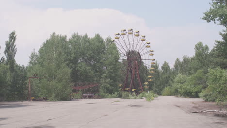 shot of the ferris wheel in pripyat exclusion zone, near chernobyl powerplant, ukraine