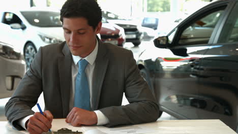 businessman siging some documents