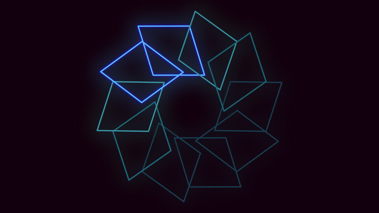 светящийся синий геометрический рисунок треугольников в круговом строении