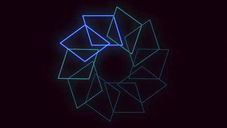 glowing blue geometric pattern of triangles in circular formation