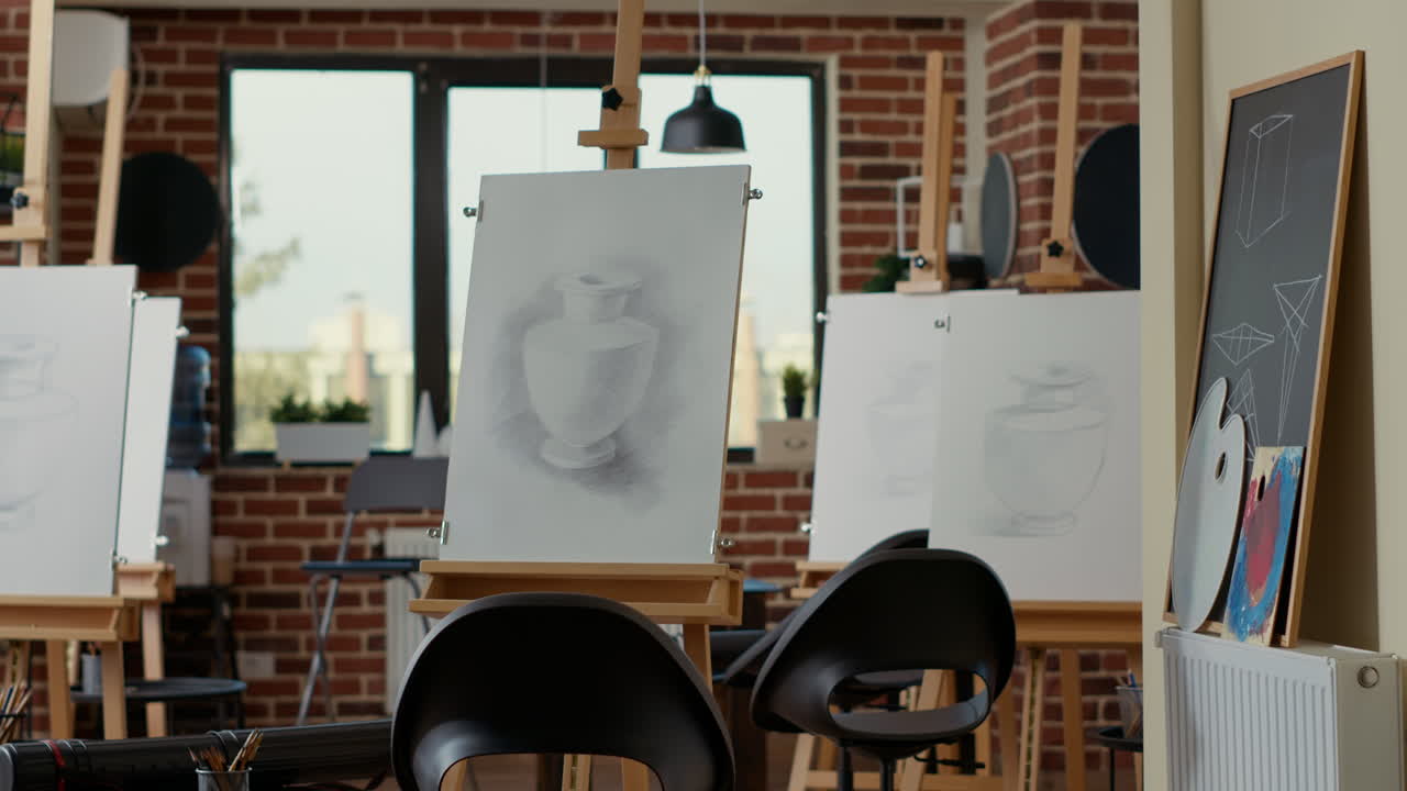 No people in artistic workshop used to teach drawing skills