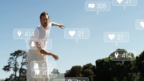 Animación-Del-Procesamiento-De-Datos-Digitales-Sobre-Un-Jugador-De-Críquet-Caucásico-En-El-Campo