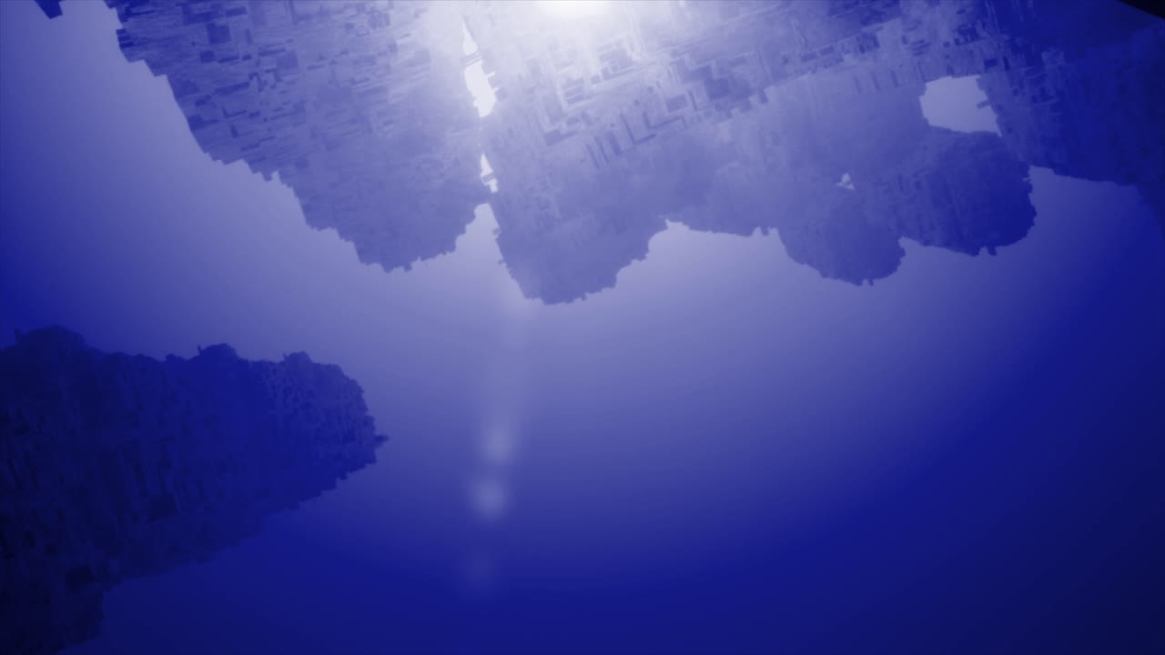 태양 반사와 함께 추상적인 파란 기하학적 배경