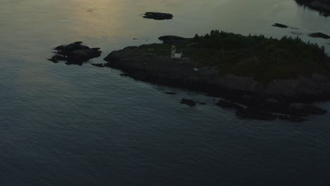 push in pan up of lighthouse and sunset