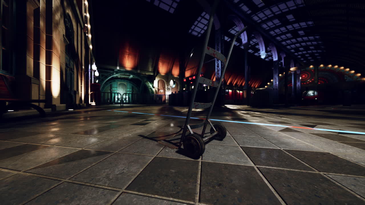 estación de tren vacía por la noche