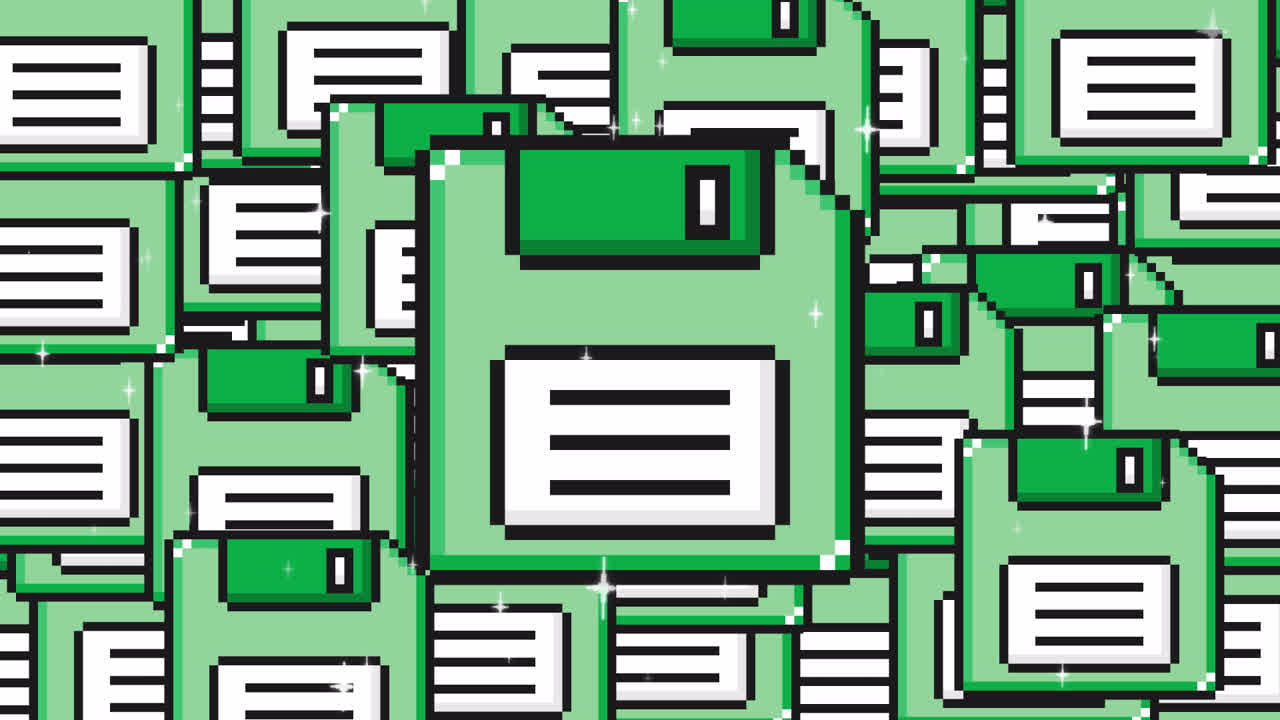 Pop up Pixe Floppy disc Transitions. 1080p - 30 fps - Alpha Channel (5).mov