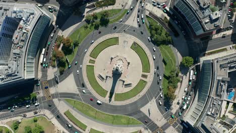 lisbon, portugal- drone flying above roundabout