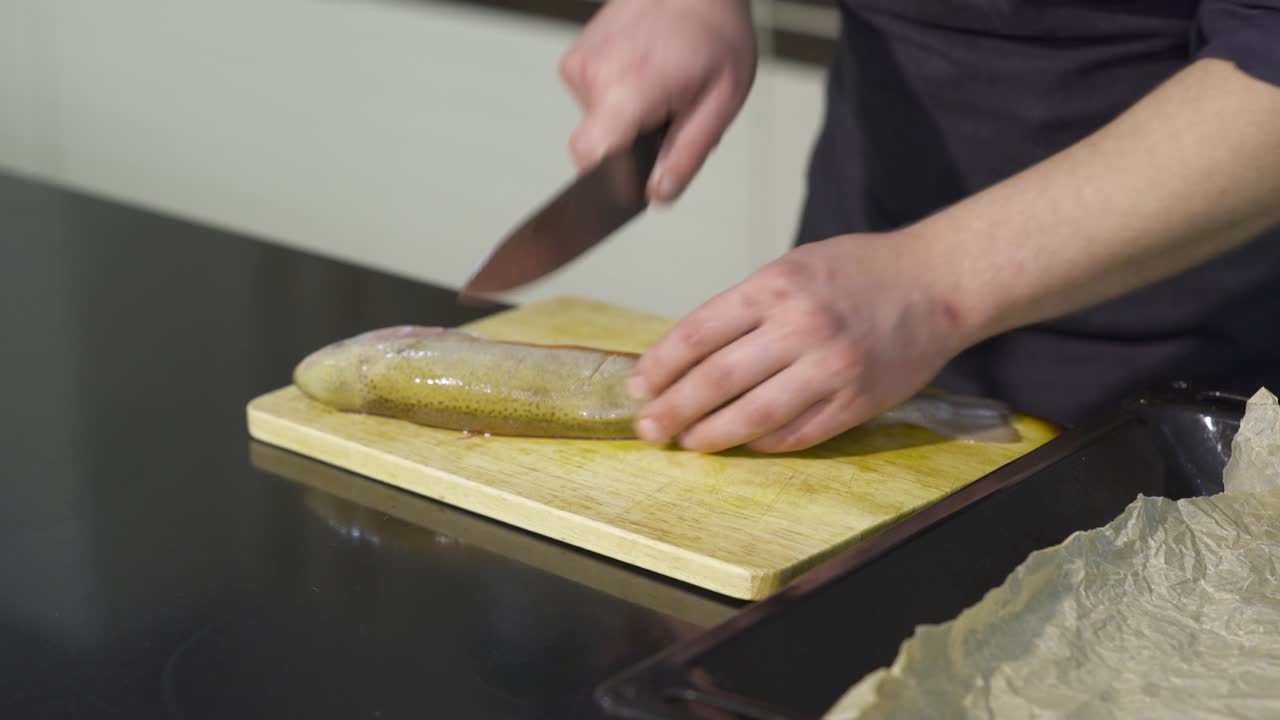 preparación de un filete de trucha