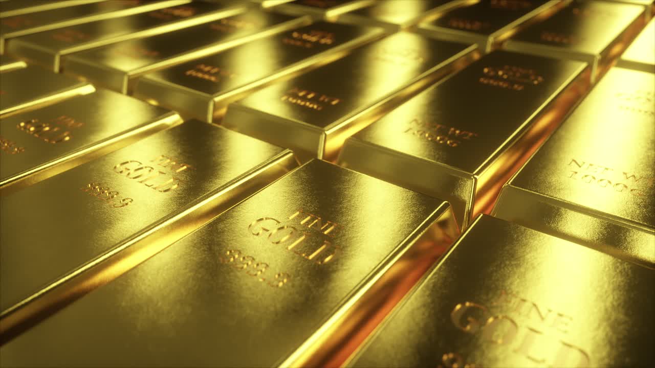 barras de oro apiladas