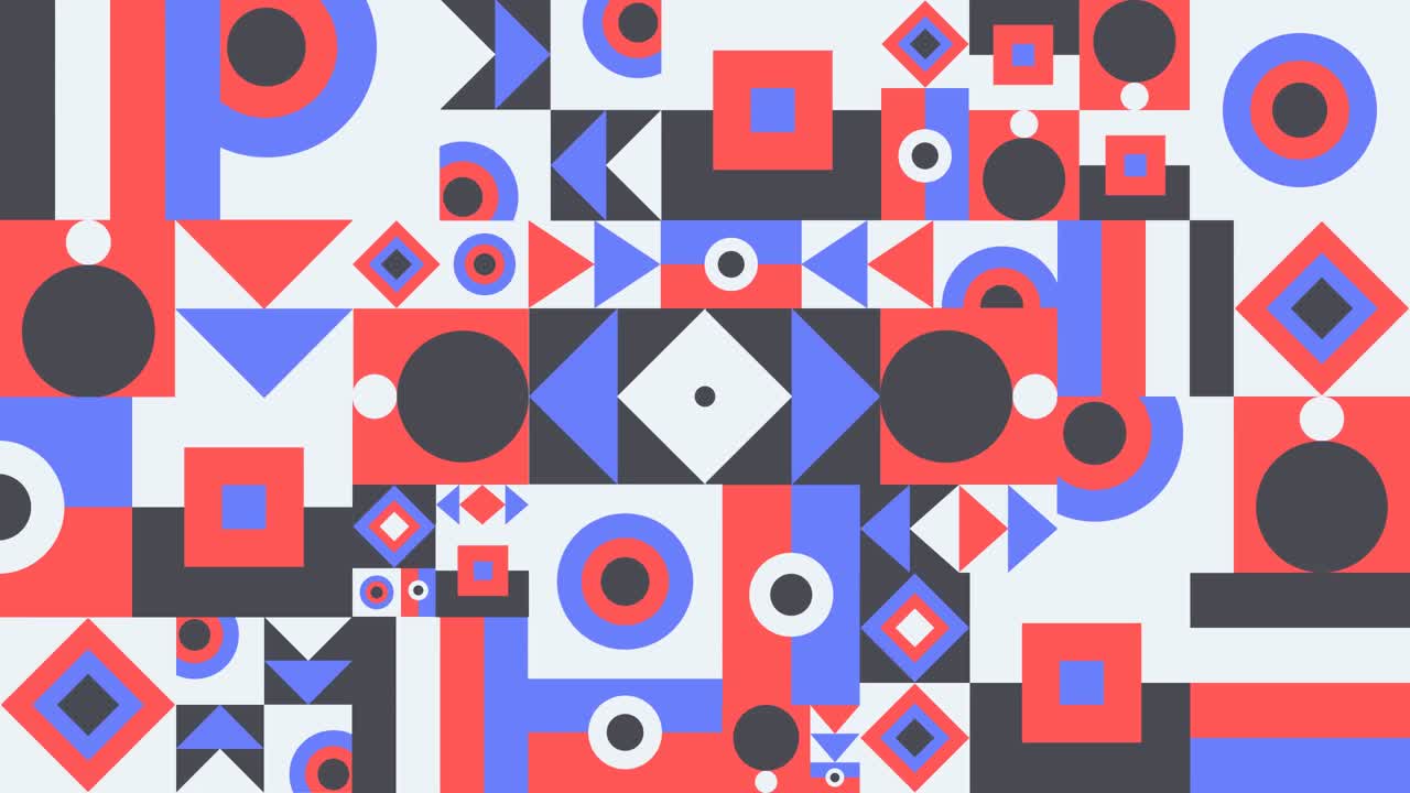 Modern Bauhaus Geometric Mosaic Pattern Animation Loop