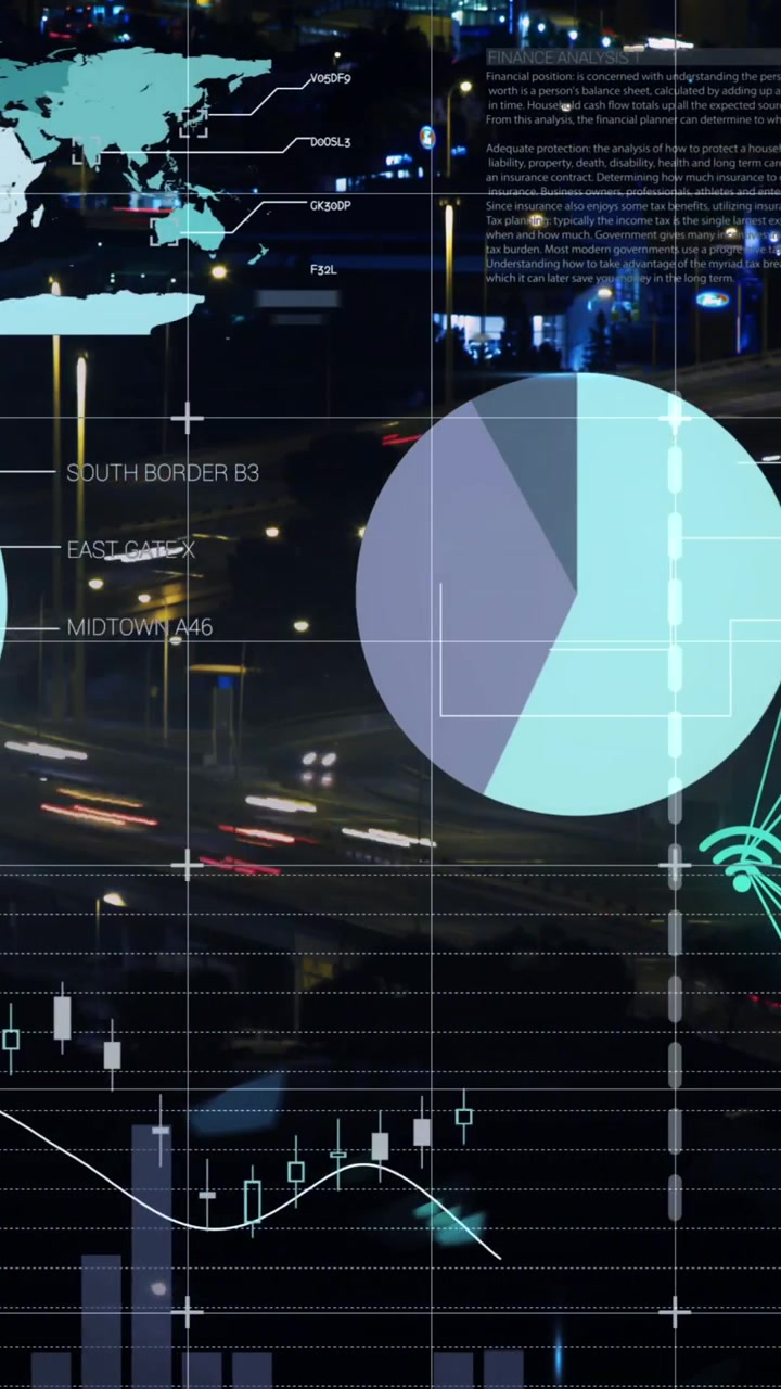 Animation of data processing on black background