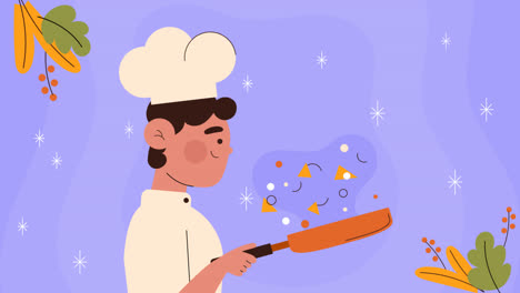 motion graphic of flat international chefs day illustration