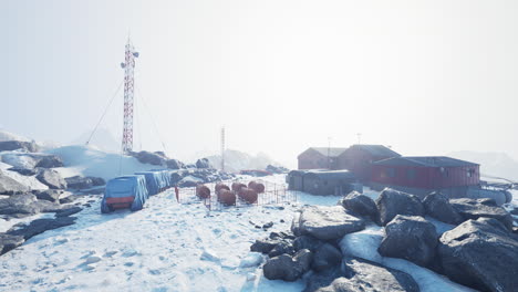 aerial view of antarctic station in antarctica