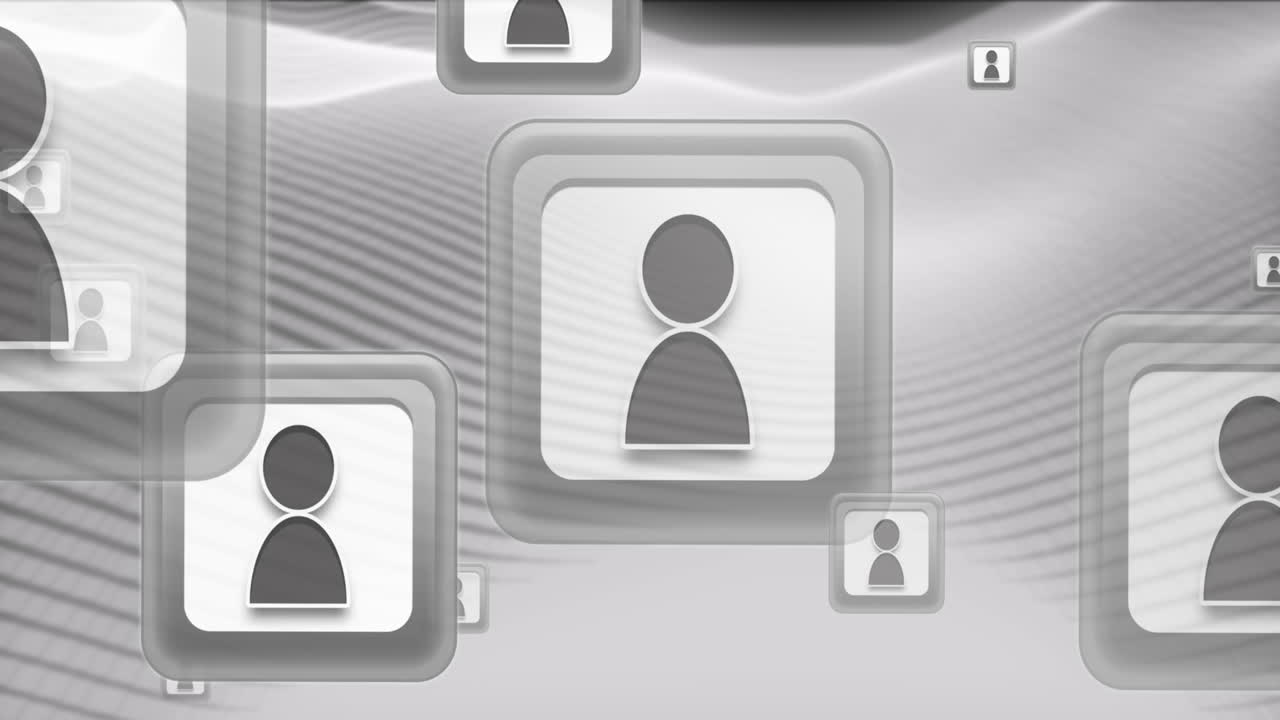 анимация медиа-икон и фигур на черном фоне