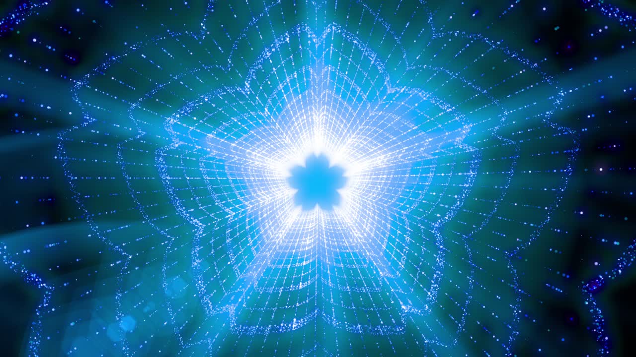 forma de flor luz brillo trazo de neón parpadeo animación de bucle de partículas