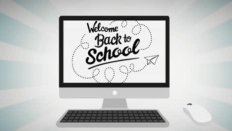 Animation-of-back-to-school-text-on-computer-on-white-background