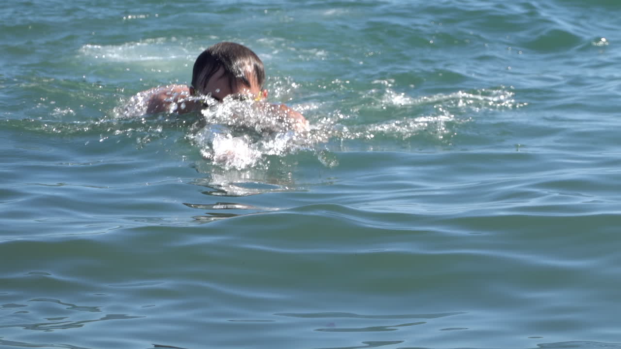 Man swimming in the sea on a sunny day