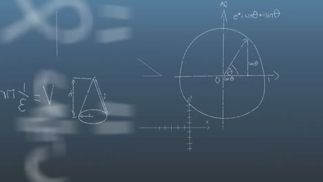 animación de diagramas y ecuaciones matemáticas contra un fondo abstracto.