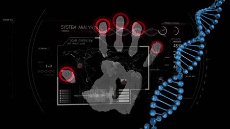 Animación-Del-Procesamiento-De-Datos-Y-Huellas-Dactilares-Sobre-Fondo-Negro