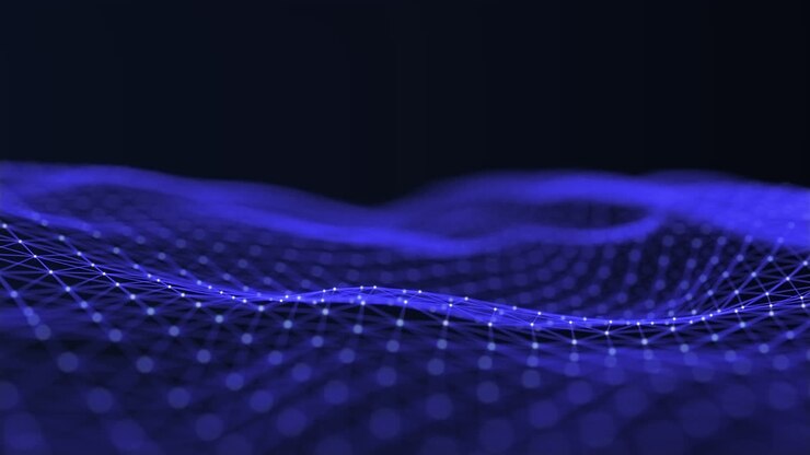 Loop astratto di rete a plesso ondulata con punti luminosi