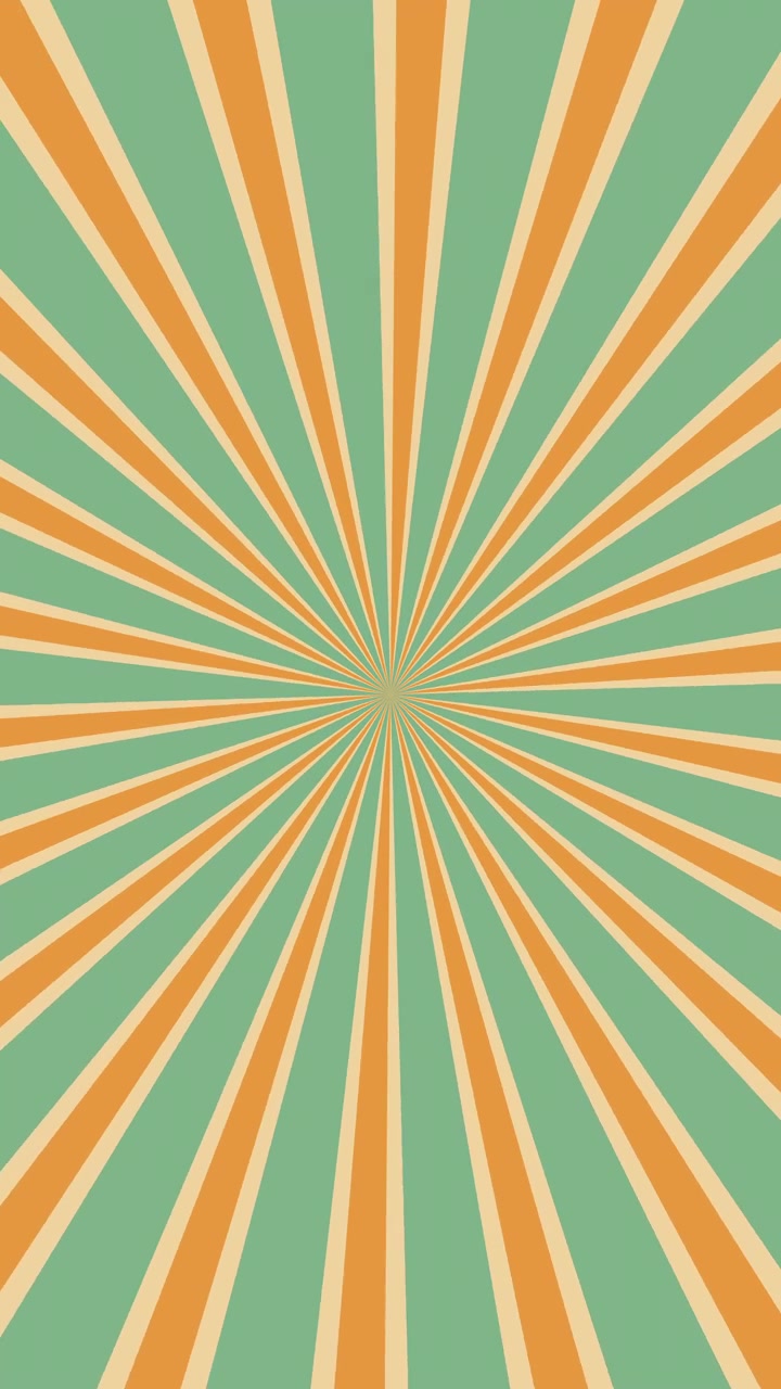 Motivo a raggiera rotante nei colori retrò verde e arancione