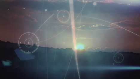 animación de la red de conexiones sobre el paisaje