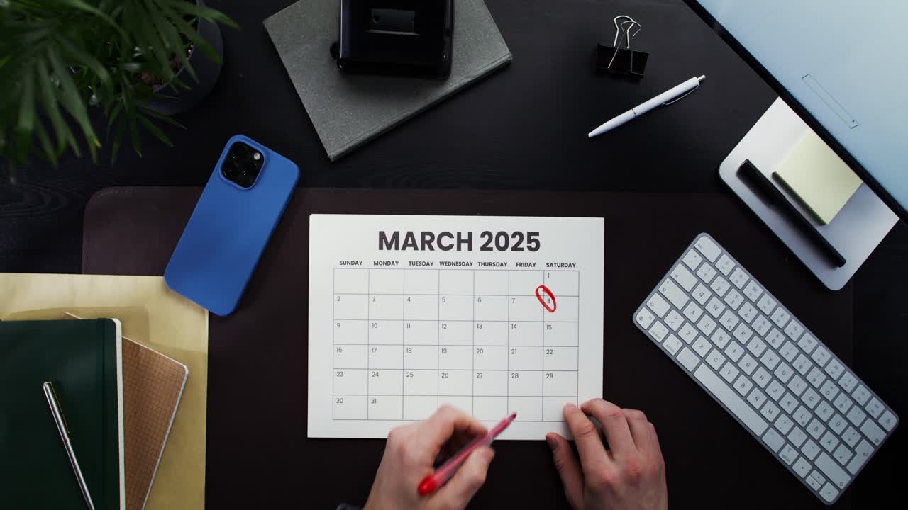 Marking a Calendar for March 2025