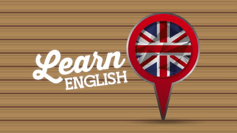 pin location with british flag learn english animation