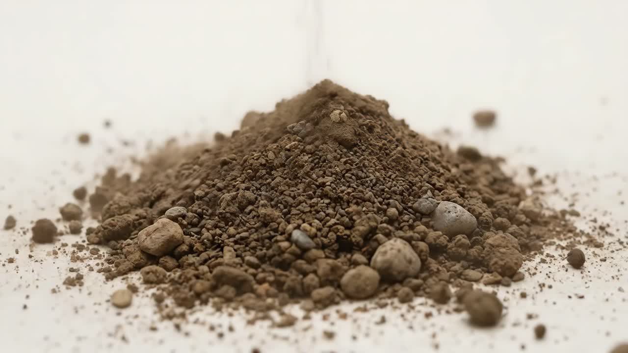 Dirt Falling and Accumulating on a White Background