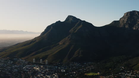 drone shot of devils peakjcape town, south africa